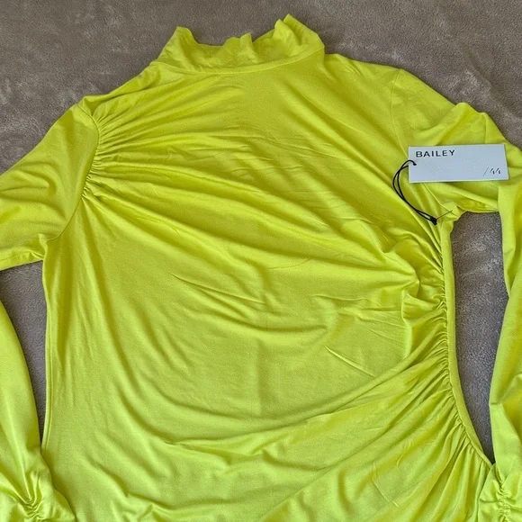 Bailey 44 Neon Yellow Ruched Blouse - Picture 2 of 11